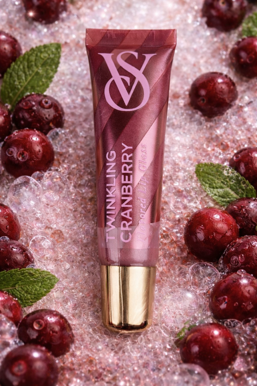 Victoria’s Secret Beauty Rush Twinkling Cranberry Flavored Lip Gloss – Shimmer Pink Cranberry Scented Gloss (0.46 oz)