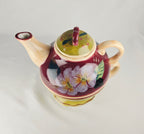 Barnes & Noble Café Floral Teapot & Matching Cup Set | Hand-Painted Stoneware |Cottage Café Style