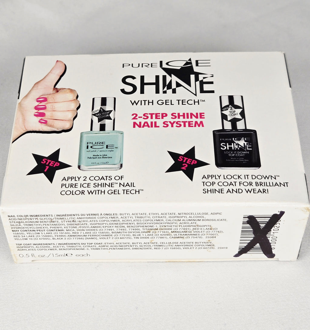 Pure Ice Shine Gel Tech Nail Polish Set – 2-Step Shine System | Red, Pink & Top Coat