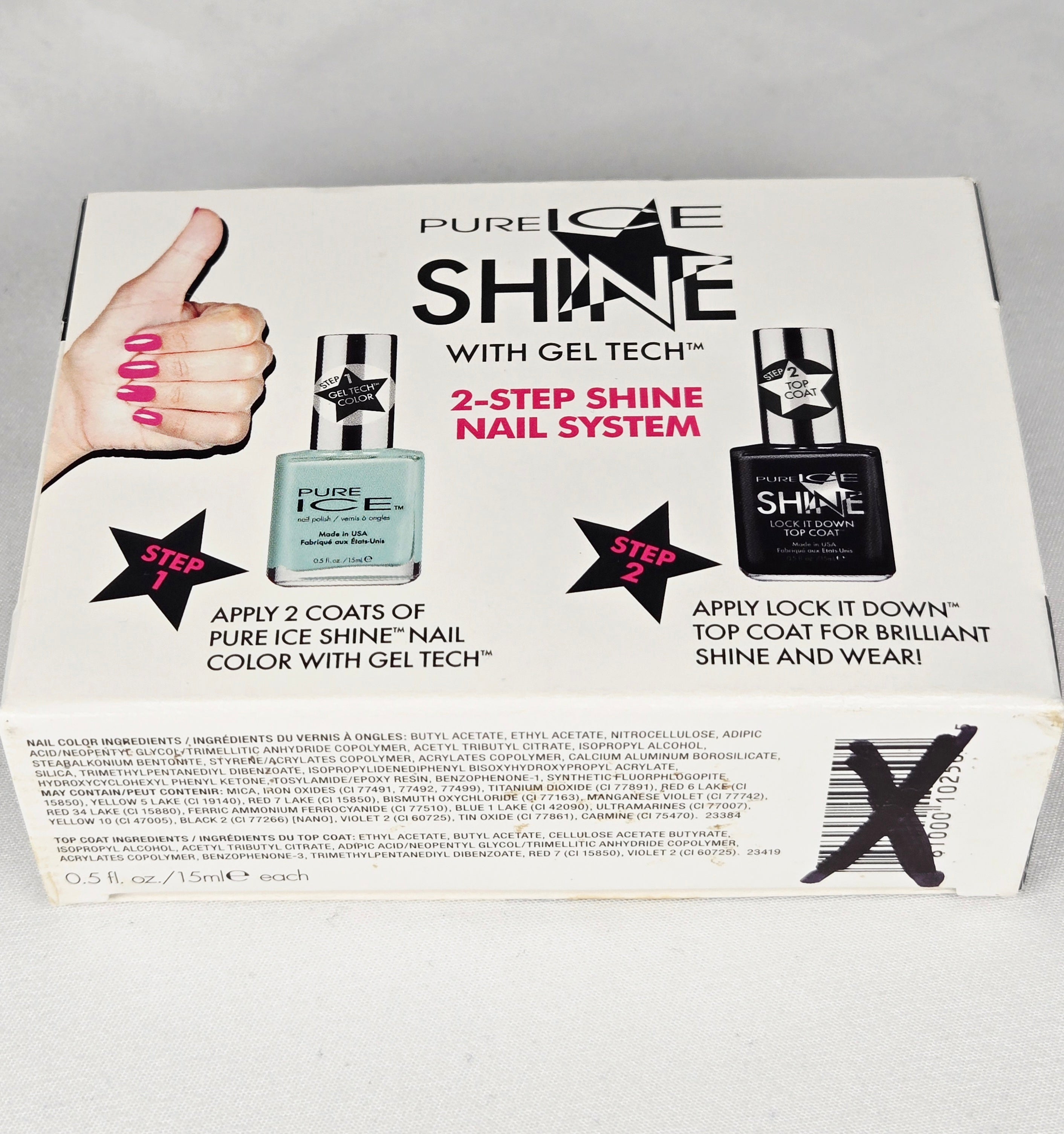 Pure Ice Shine Gel Tech Nail Polish Set – 2-Step Shine System | Red, Pink & Top Coat