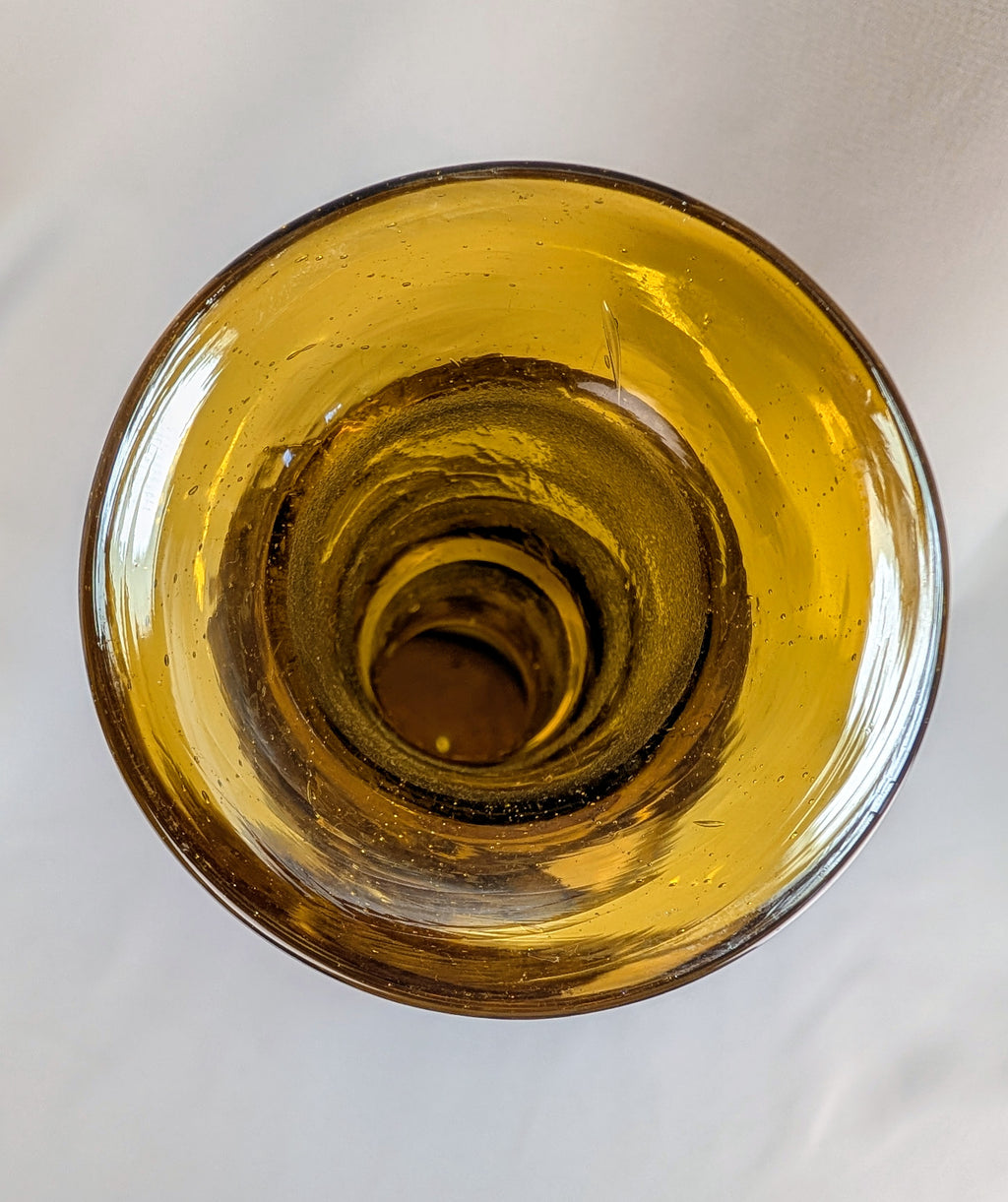 Mid Century Amber Genie Bottle Barware with Flame Stopper Art Glass Display