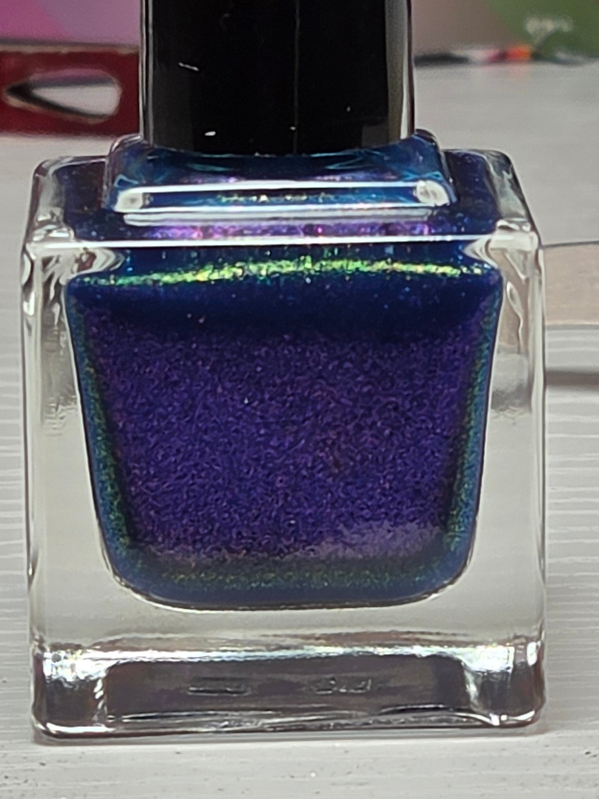 Diana’s Dalliance – Deep Sapphire Blue with Purple Gold Pink Shift Handmade Indie Nail Lacquer | Liquid Krystal Co.