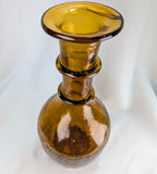 Mid Century Amber Genie Bottle Barware with Flame Stopper Art Glass Display