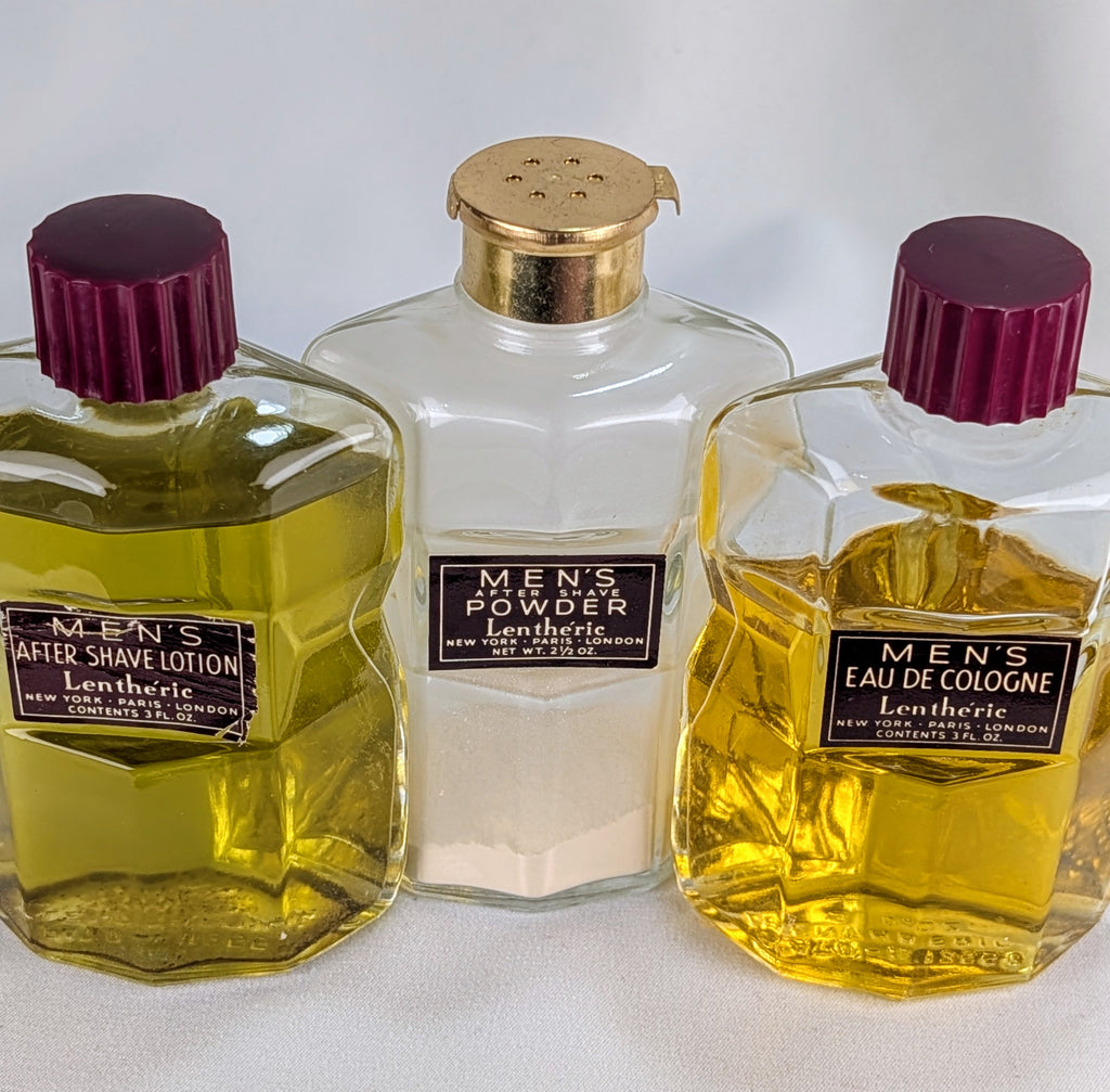 Vintage Lentheric “Three Musketeers” Men’s Grooming Set w/ Original Presentation Box – After Shave, Cologne & Powder Collection