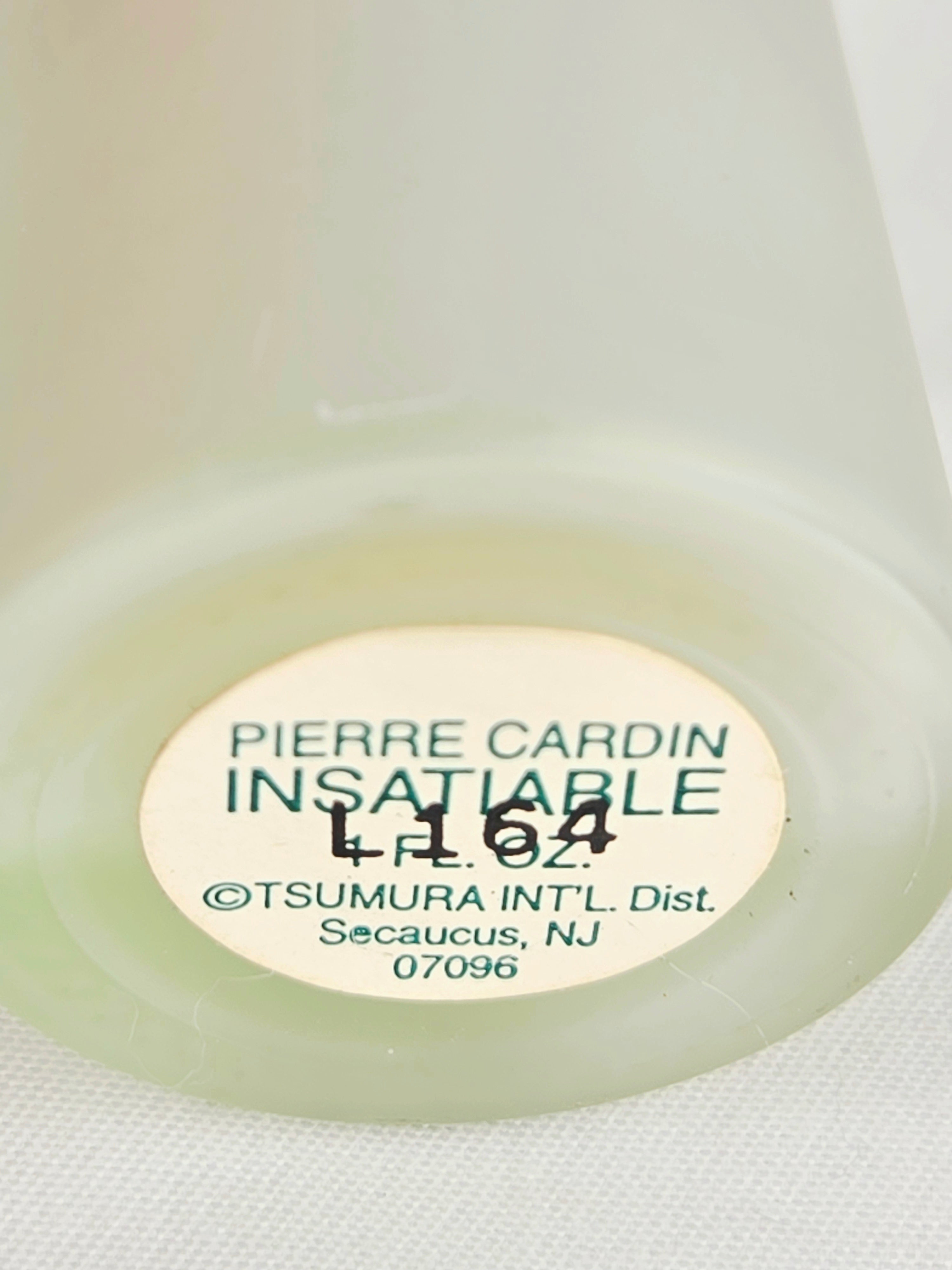 Pierre Cardin Vintage Insatiable Eau de Toilette Frosted Bottle Green Cap Designer Perfume
