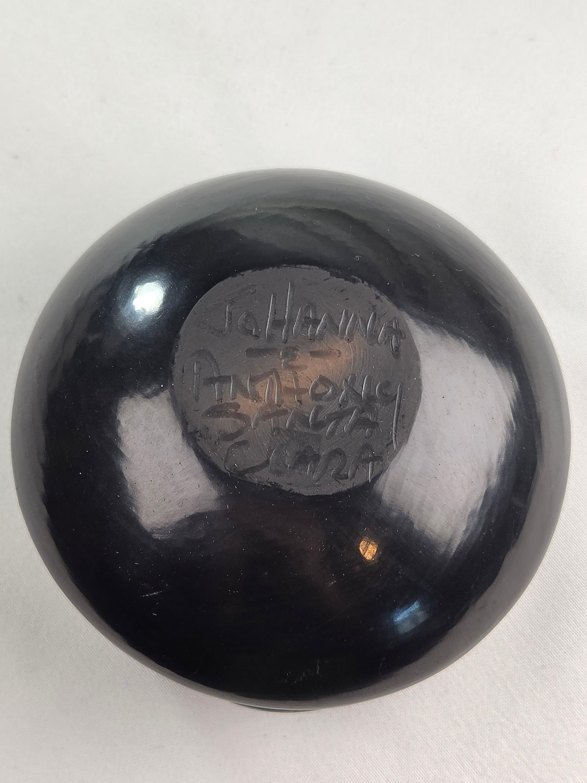 Johanna Herrera & Anthony Baca Santa Clara Pueblo Blackware Pottery 3.25" Signed