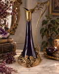 Vintage Castilian 5048 Art Nouveau Revival Aubergine Porcelain Bronze Mermaid Ewer