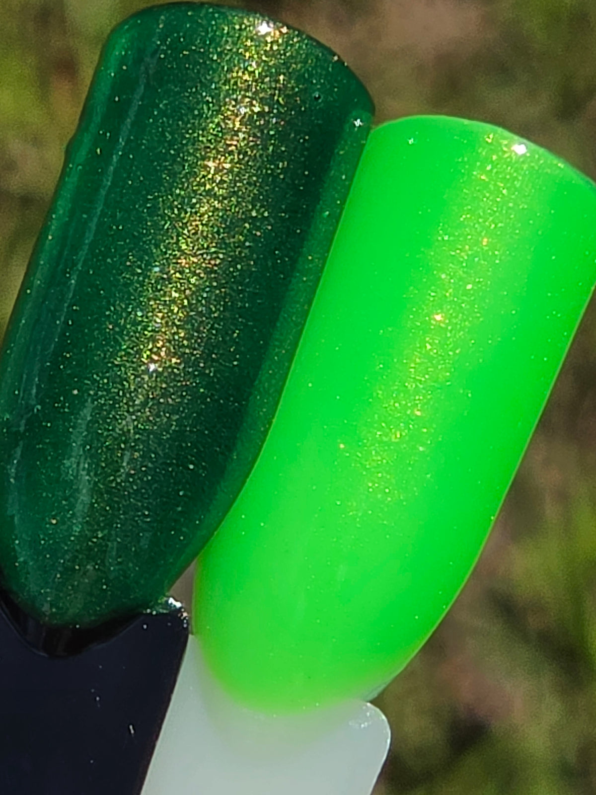 Ectophoria- Neon Radioactive Green Gold Shimmer Glow In The Dark Blacklight Reactive Indie Lacquer Handmade Indie Nail Polish