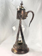 Vintage Silverplate & Glass Carafe with Warmer Base, Ornate Unmarked Coffee Tea Server, Art Deco Style Decorative Ewer