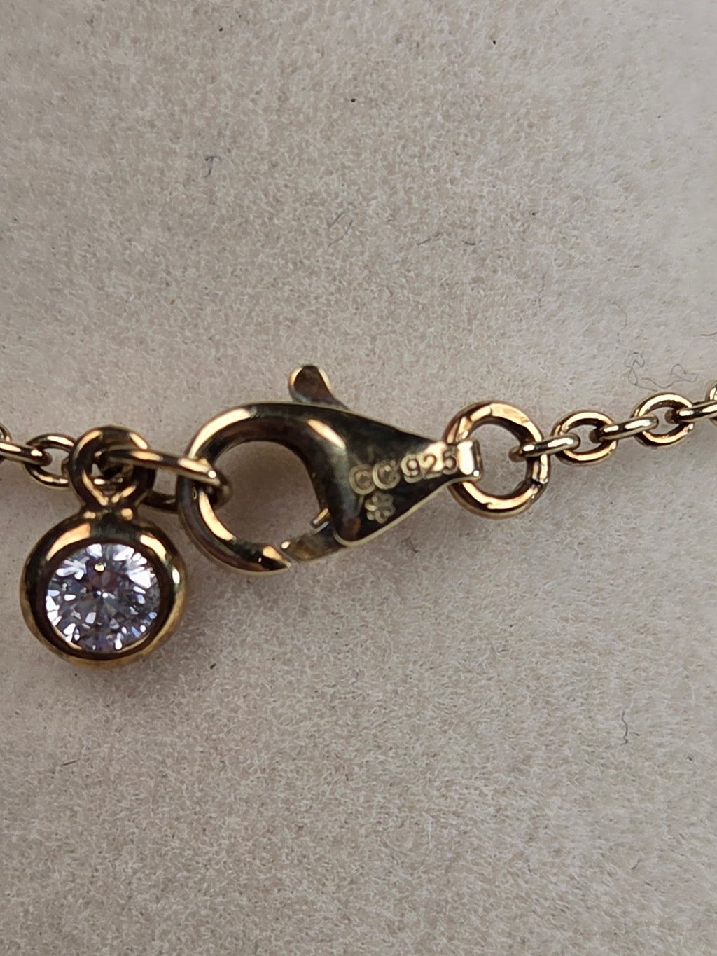 Crislu CC 925 Green Crystal Gold Vermeil Sterling Silver Station Bracelet