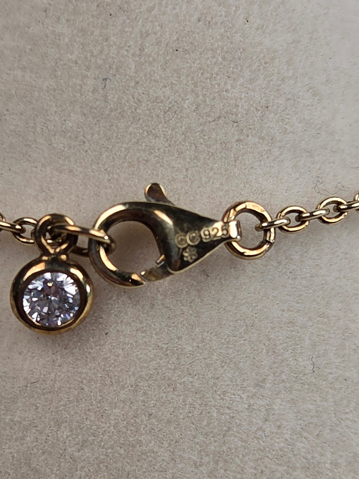 Crislu CC 925 Green Crystal Gold Vermeil Sterling Silver Station Bracelet