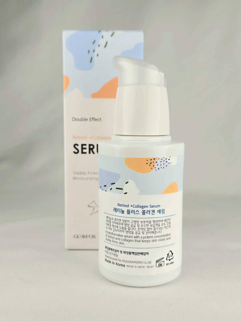 GLAMFOX Double Effect Retinol + Collagen Serum 50ml Anti-Aging Firming Moisturizing Skincare