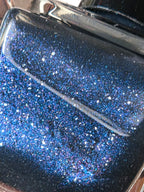 Black Ice Bloom – Handmade Indie Nail Polish, Blackened Blue Shimmer Lacquer with Icy Sparkle, Liquid Krystal Co
