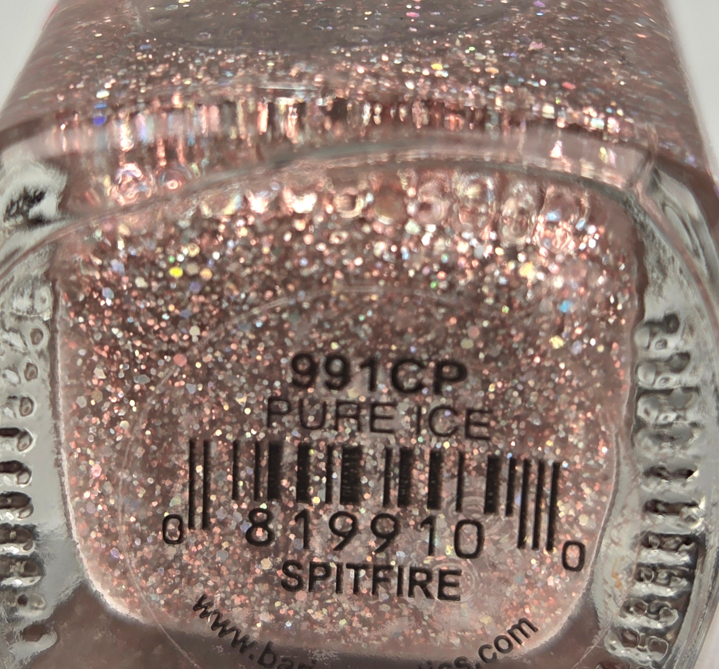 Pure Ice Spitfire 991CP Glitter Nail Polish | Rose Gold Holographic Sparkle | Discontinued Shade
