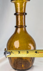 Mid Century Amber Genie Bottle Barware with Flame Stopper Art Glass Display