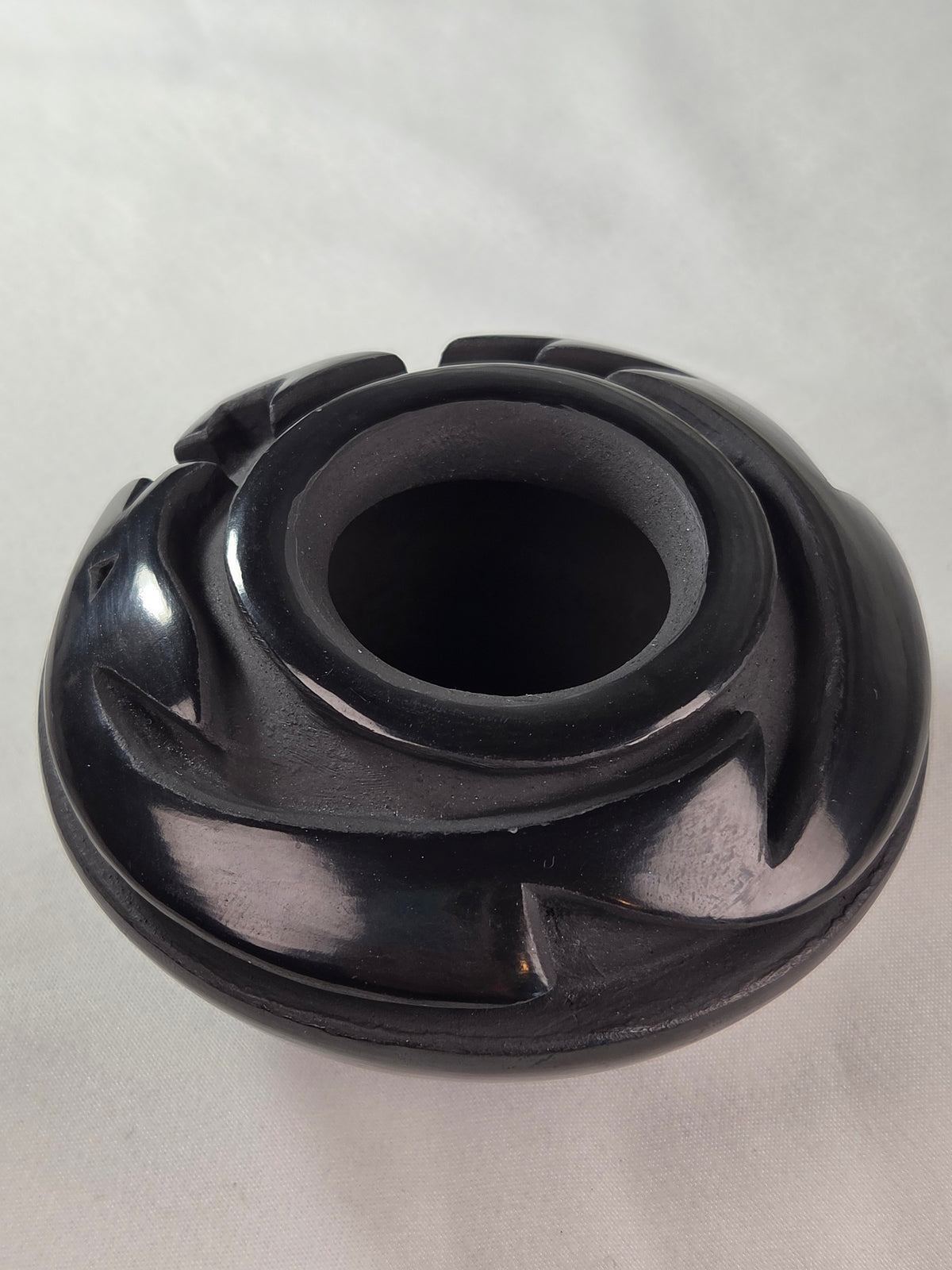 Johanna Herrera & Anthony Baca Santa Clara Pueblo Blackware Pottery 3.25" Signed