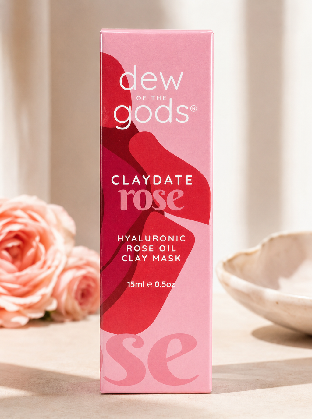 Dew of the Gods Claydate Rose Hyaluronic Rose Oil Clay Mask 15ml Mini • Hydrating Pink Clay Treatment