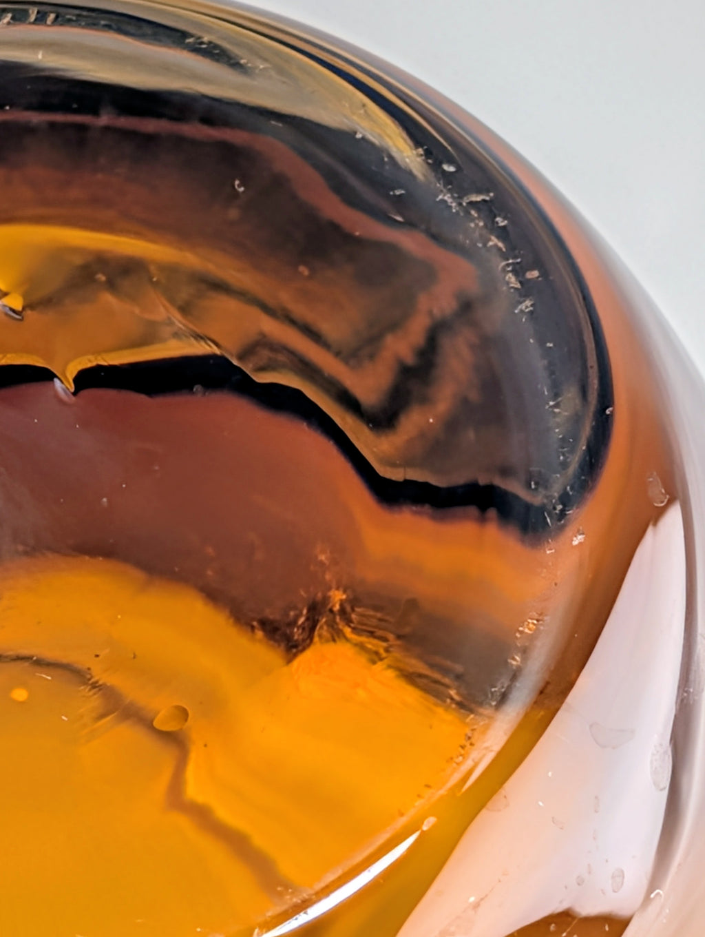 Amber Scandinavian Art Glass Vase Heavy Clear & Honey Glass Modern Decor