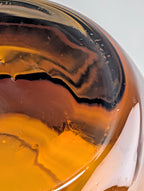 Amber Scandinavian Art Glass Vase Heavy Clear & Honey Glass Modern Decor