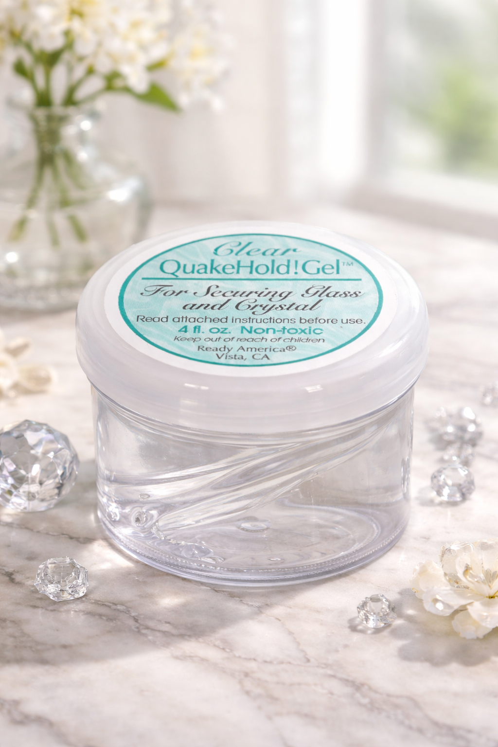 Clear QuakeHold! Gel for Securing Glass & Crystal | Non-Toxic hold your glass items in place for hurricanes, travel, boating 