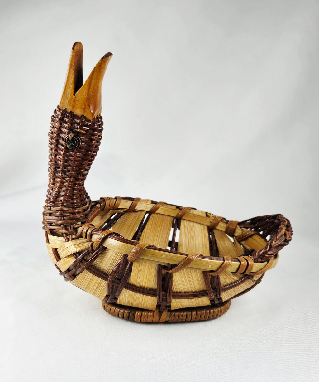 Handwoven Vintage Duck Basket | Rustic Folk Art | 6” x 5”