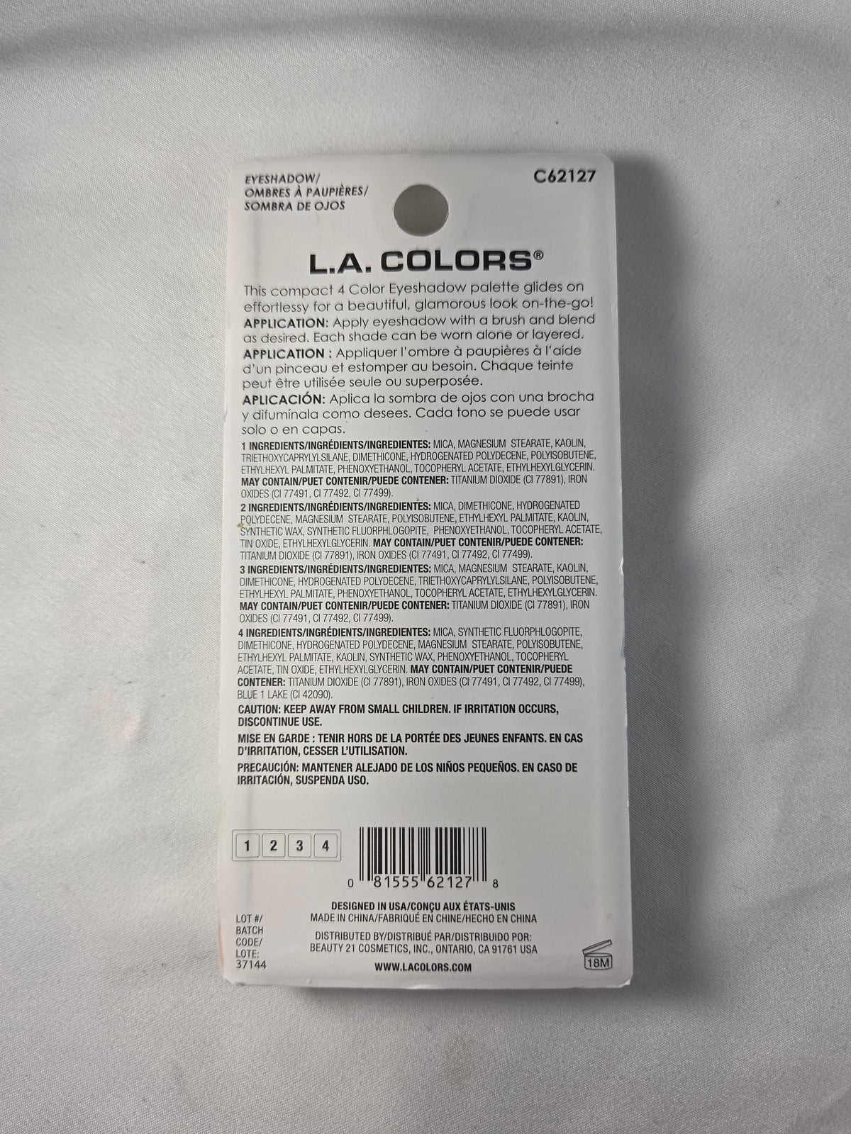 L.A. Colors Tailored C62127 4 Color Eyeshadow Palette Sealed Discontinued Makeup