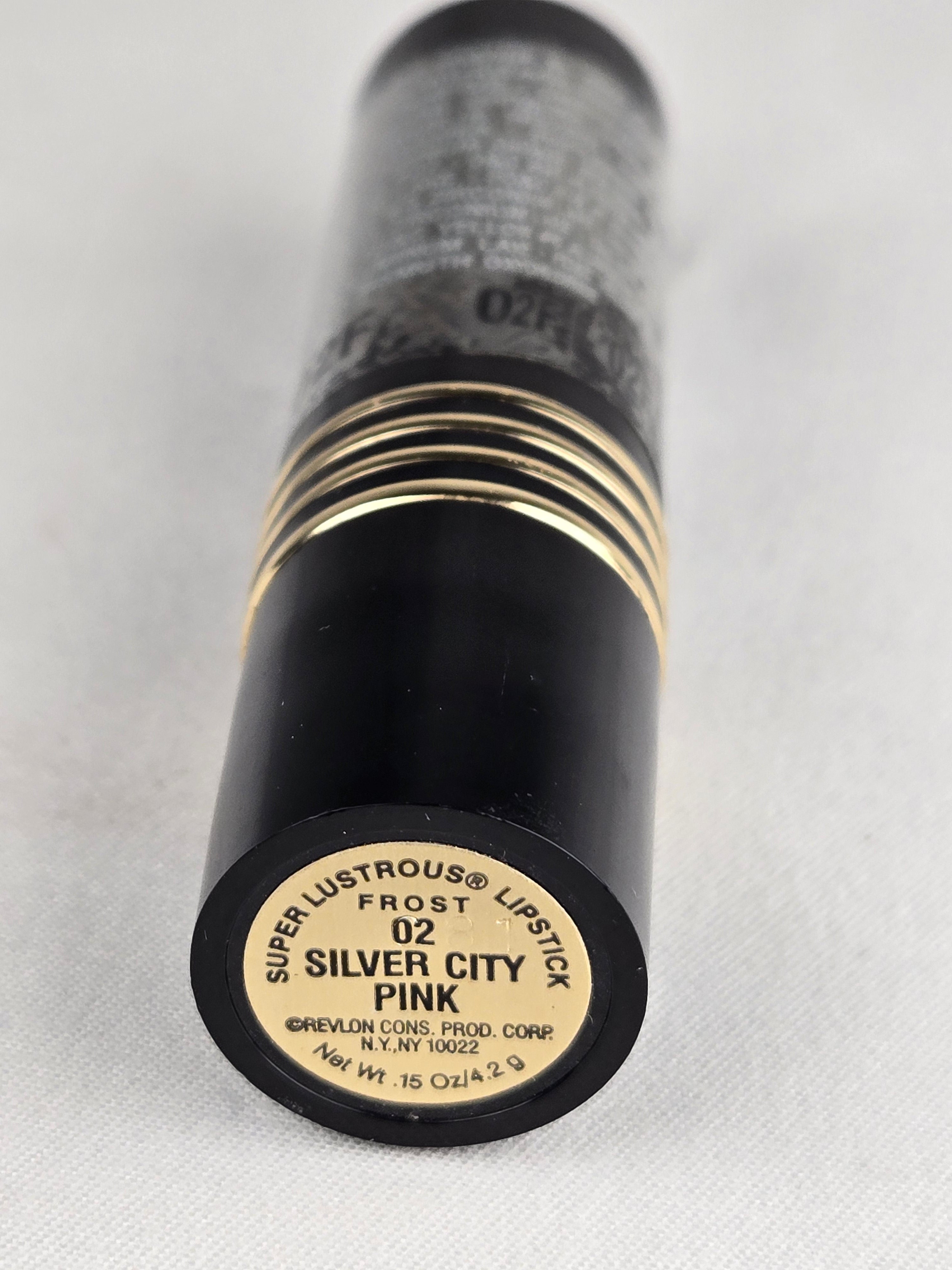 Revlon Vintage Super Lustrous Frost Lipstick 02 Silver City Pink Peach Frost Shimmer Classic Tube