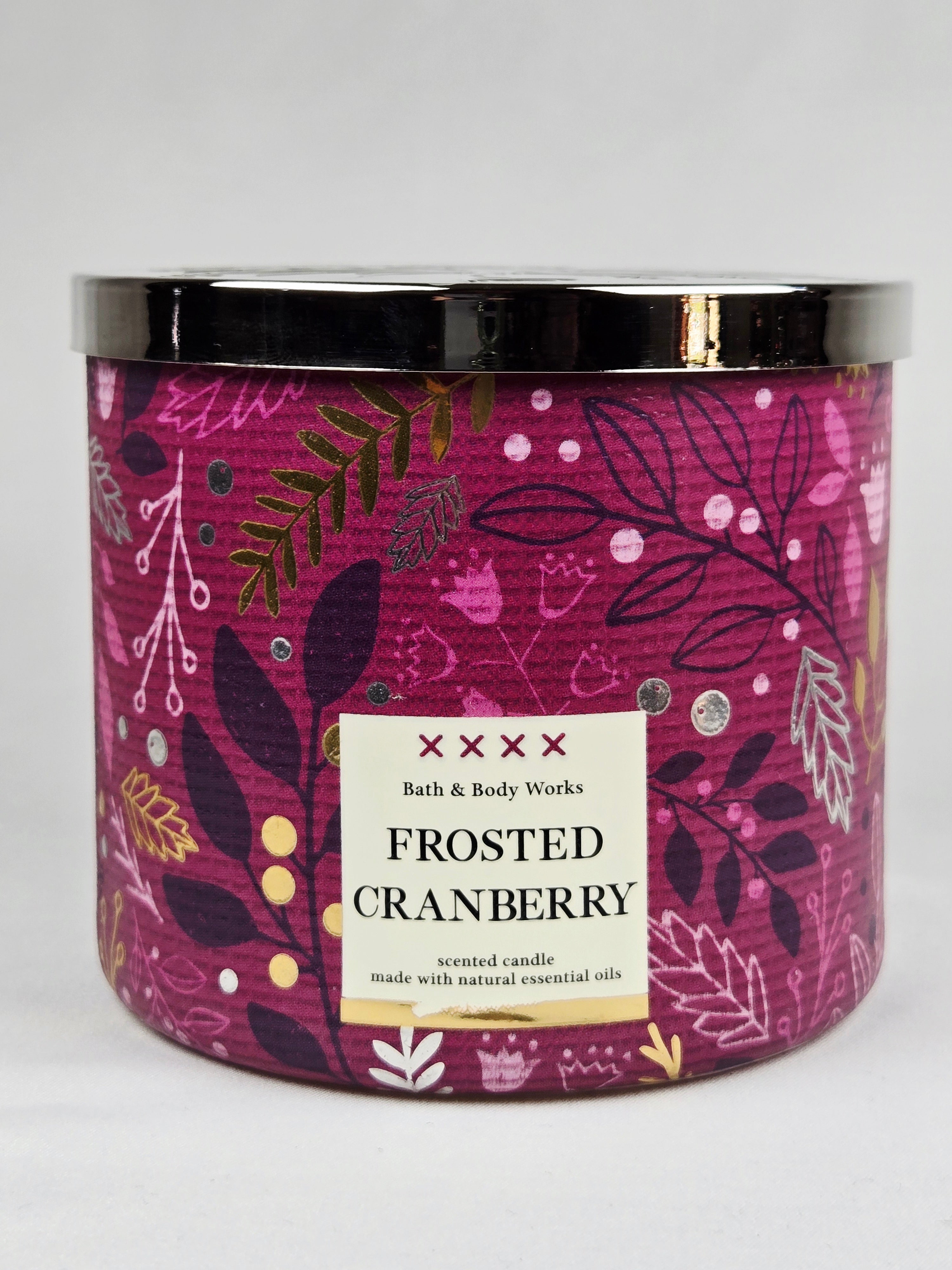 Bath & Body Works Frosted Cranberry 3-Wick Candle | New & Unused | Cozy Winter Hearth Scent