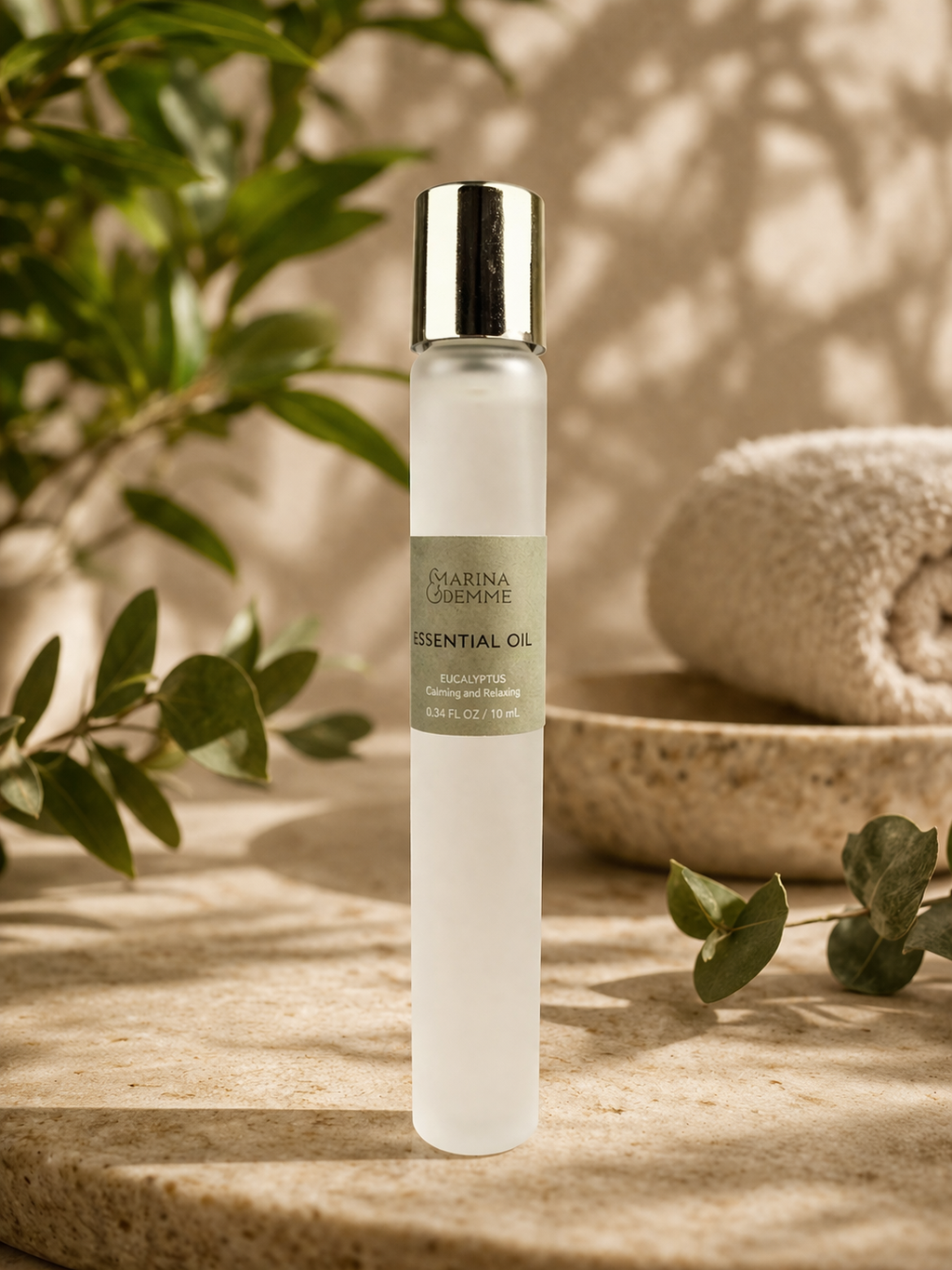 Marina Demme Eucalyptus Essential Oil Roll-On 0.34 oz (10 mL) — Calming & Relaxing Aromatherapy Oil