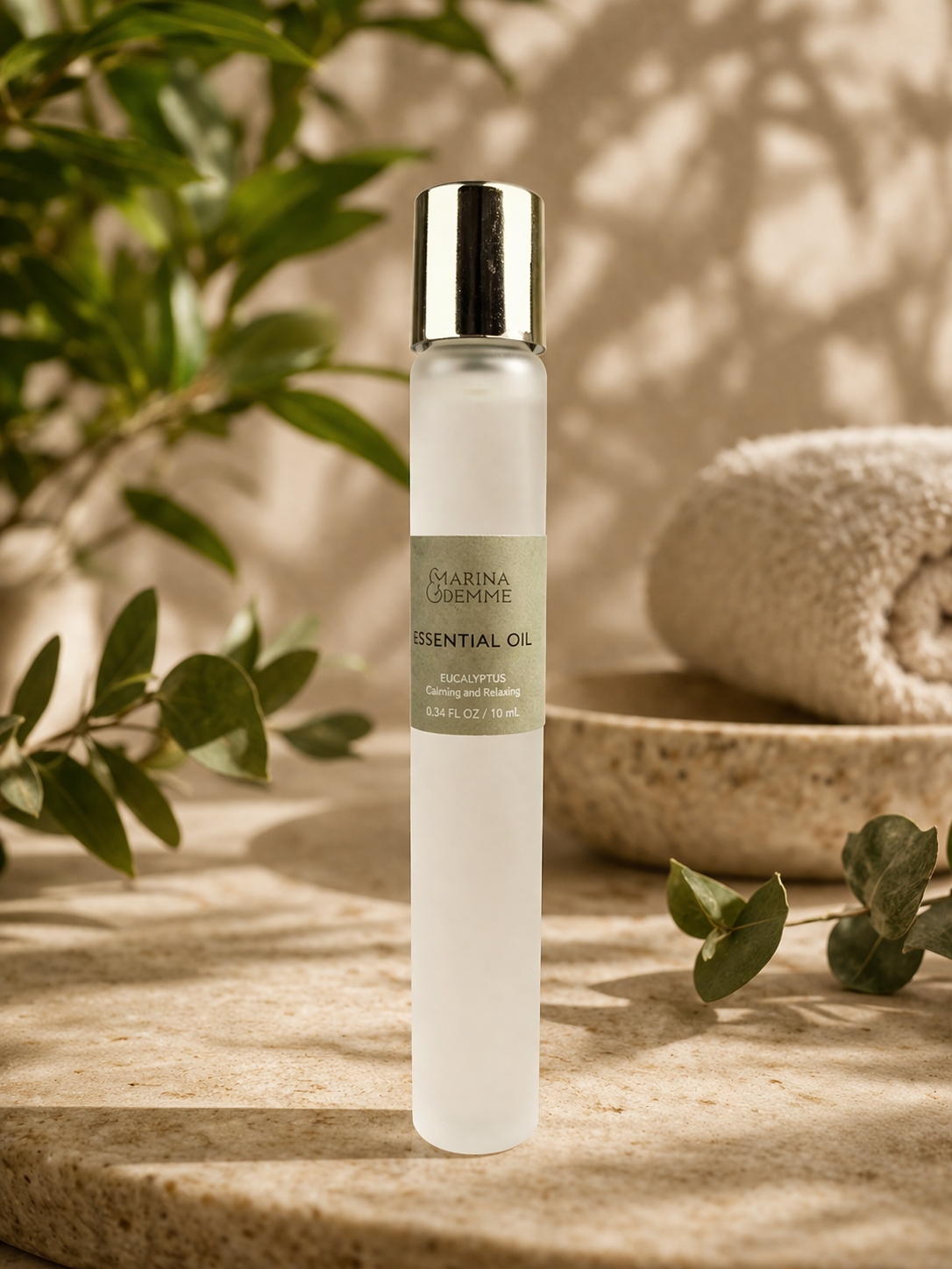 Marina Demme Eucalyptus Essential Oil Roll-On 0.34 oz (10 mL) — Calming & Relaxing Aromatherapy Oil