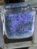 Atlantean Aetherdust— Clear Blue Purple Iridescent Flake Nail Polish Topper with Holographic Sparkle | Liquid Krystal Co.