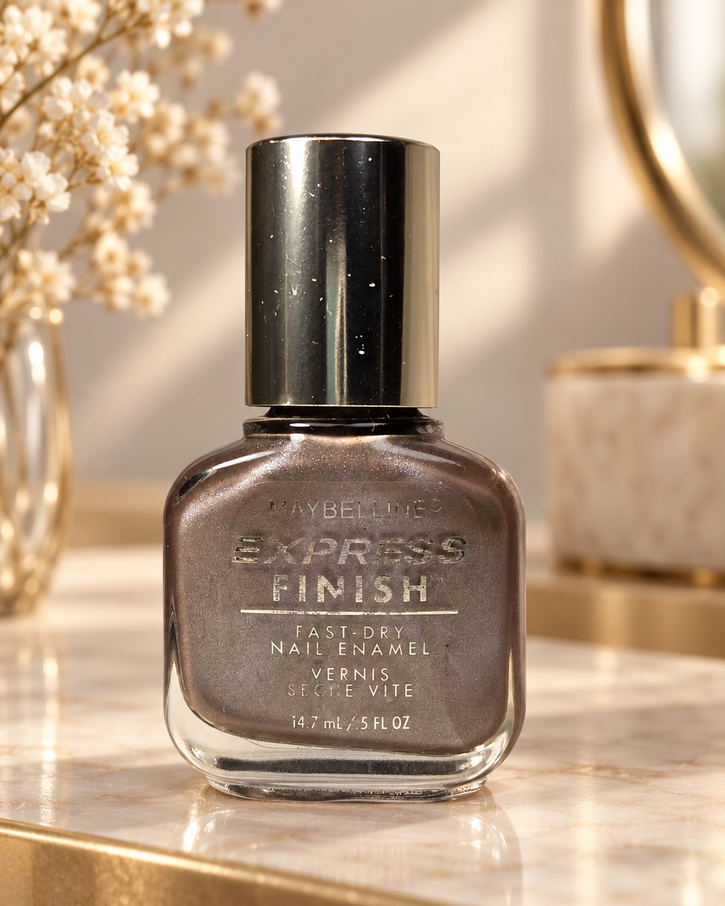 Vintage Maybelline Express Finish Toasted Host Nail Polish 0.5 oz Y2K Taupe Shimmer