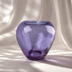 Vintage Hand Blown Alexandrite Style Purple Studio Art Glass MCM Vase | Rounded Lilac Glass Display Piece