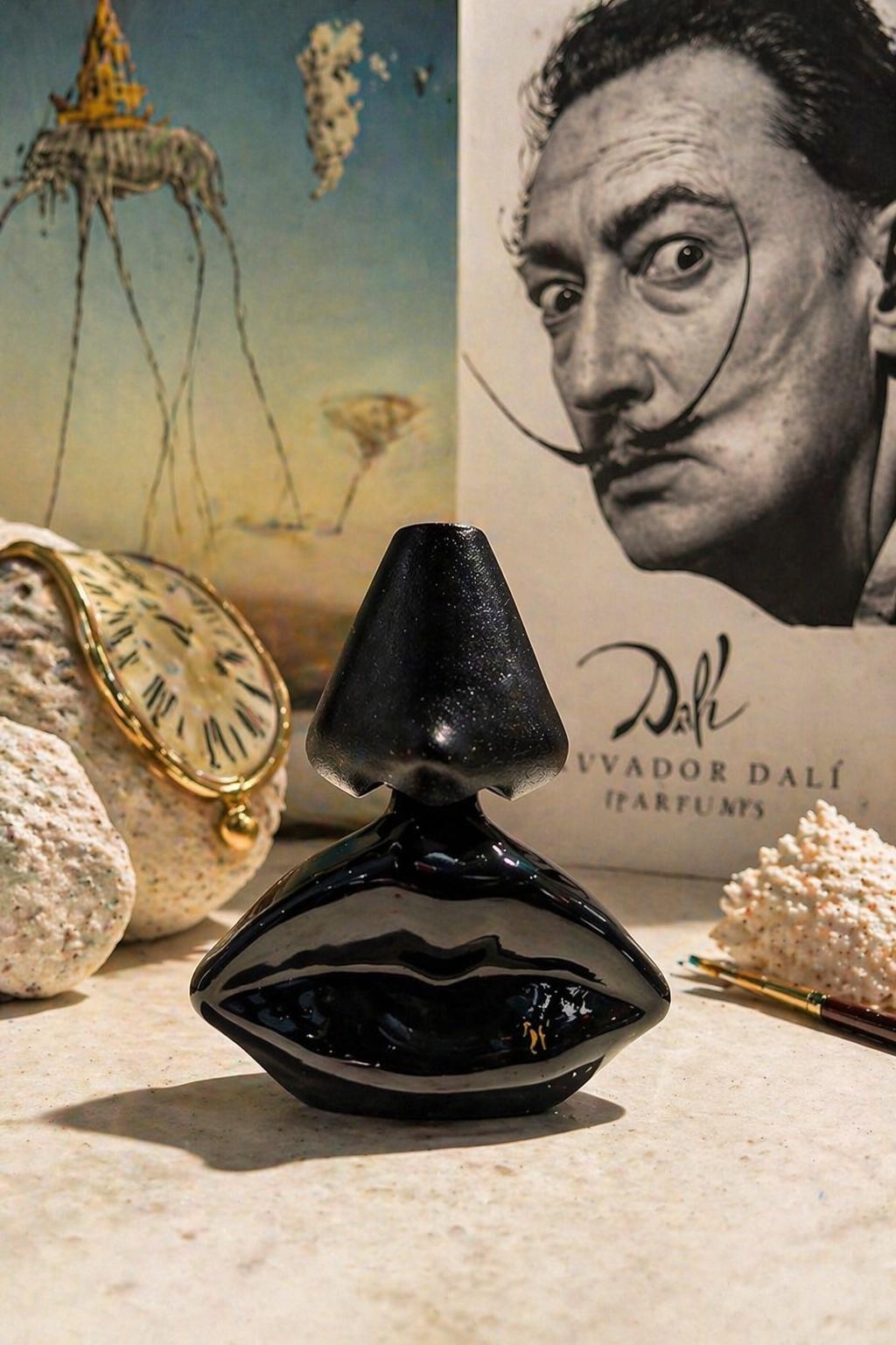 Salvador Dalí Lips Mini Perfume Bottle Dark Glass 5ml Surrealist Vintage Fragrance Collectible