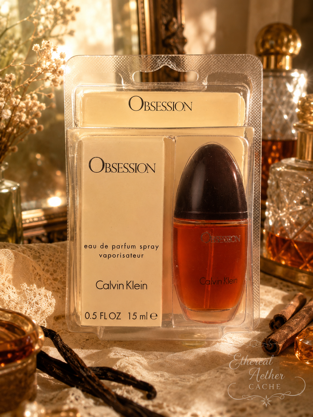Calvin Klein Obsession Eau de Parfum Spray 0.5 oz 15ml Vintage Mini Sealed Blister Pack