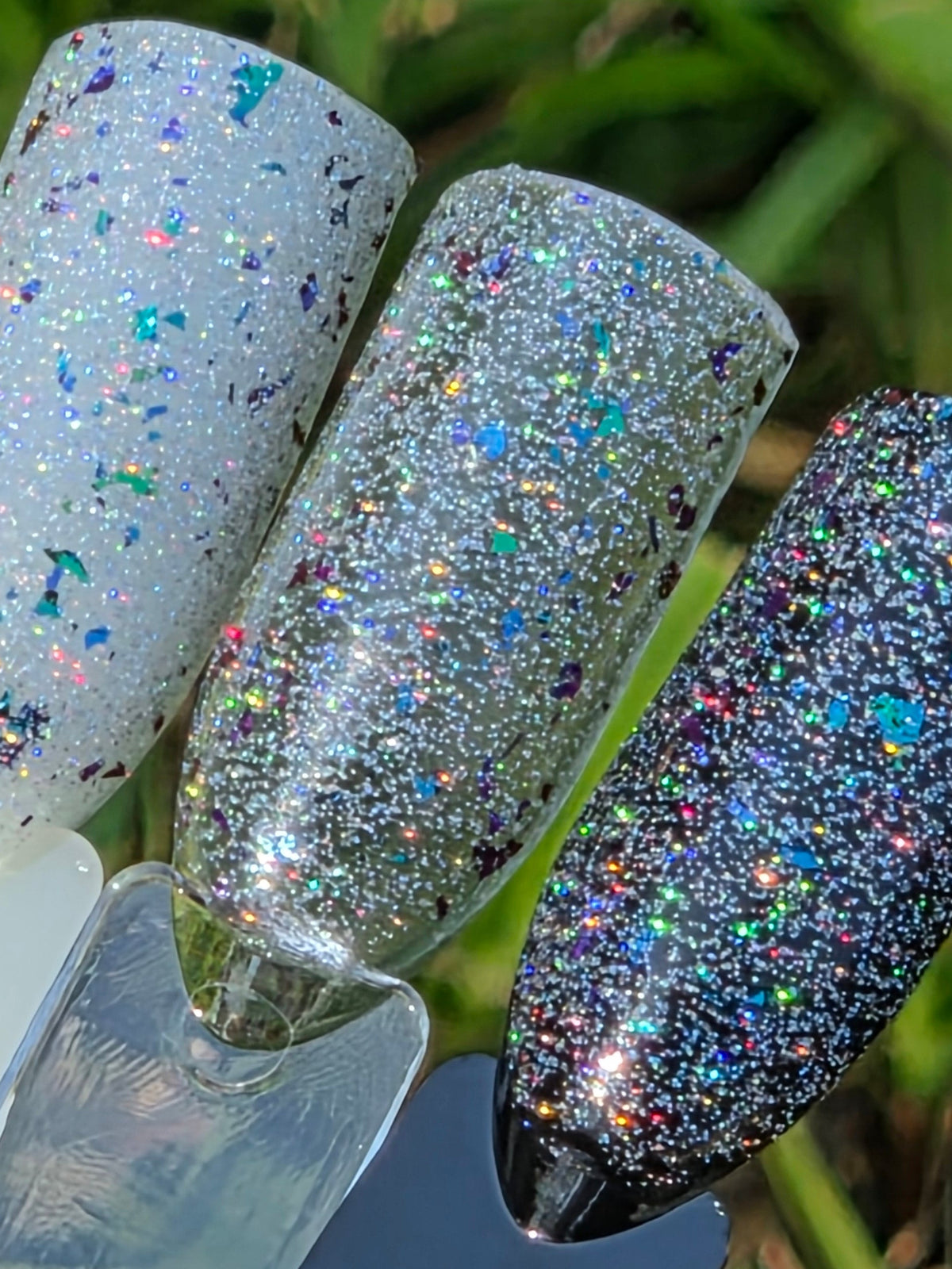 Aetherdust – Silver Holographic Nail Polish with Multichrome Chameleon Flakes | Sheer Buildable Indie Lacquer - Liquid Krystal Co