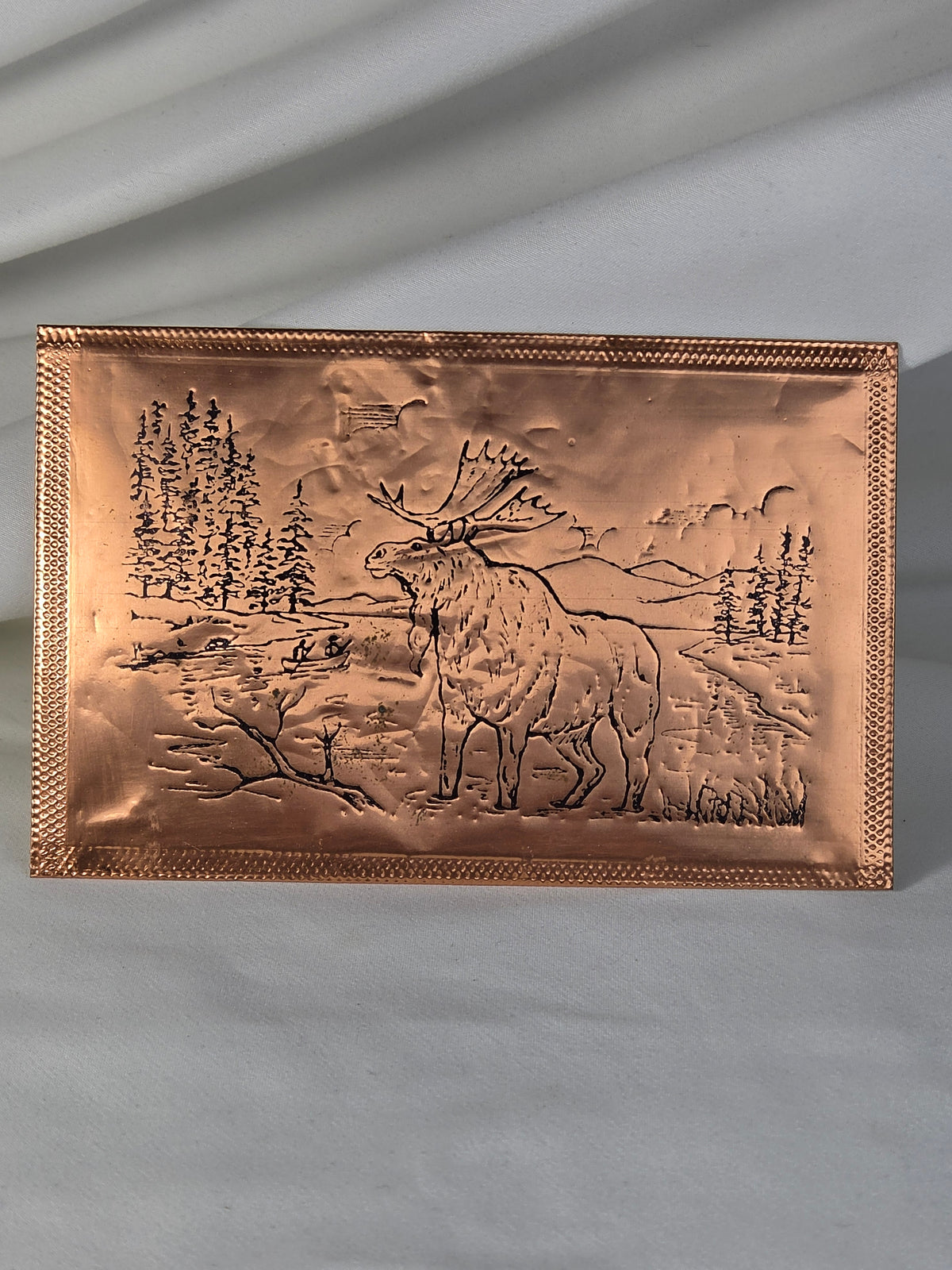 Gregorian Greetings Genuine Copper Elk Postcard with Bonus Vintage Patchwork Photo Album