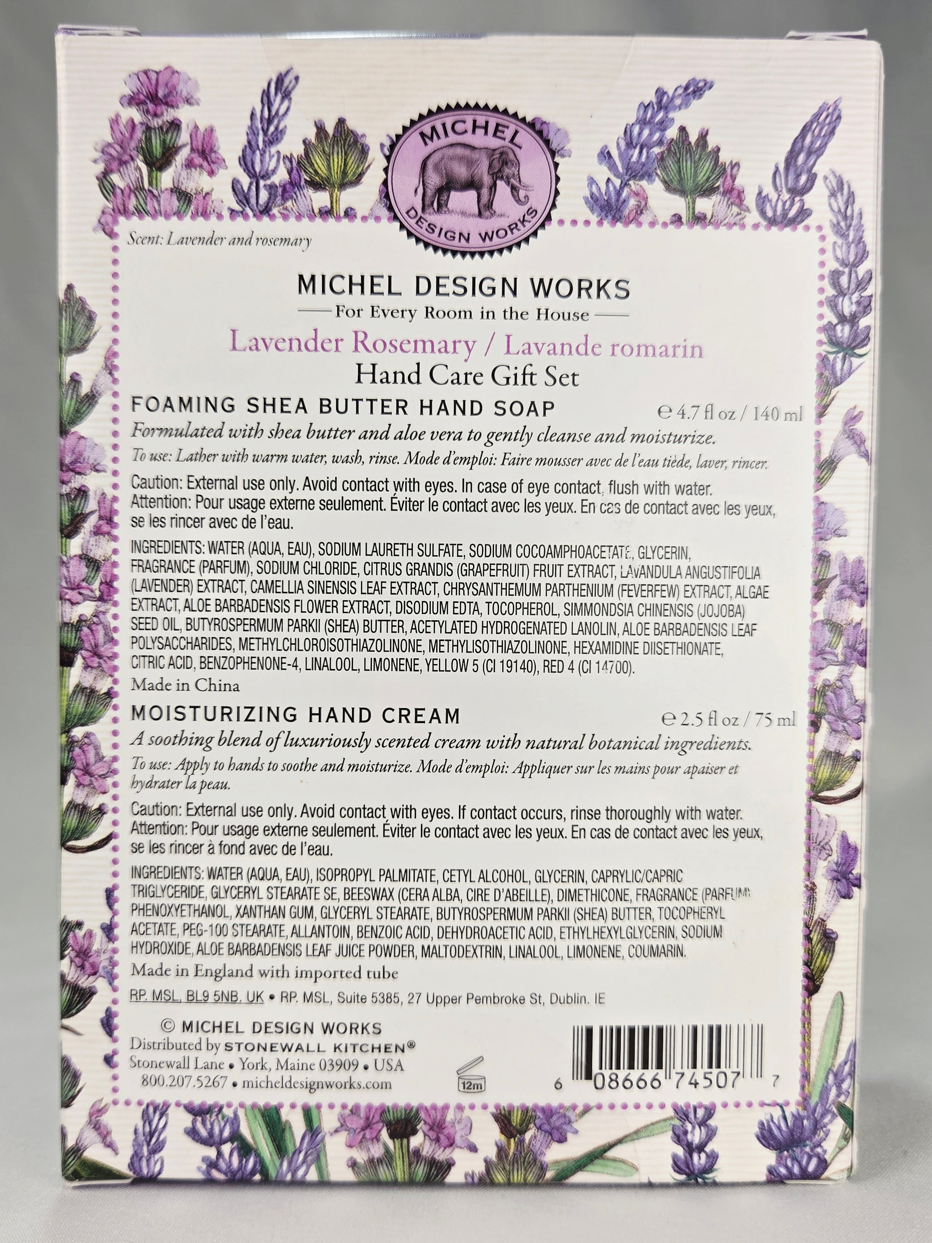 Michel Design Works Lavender Rosemary Hand Care Gift Set | Factory Sealed | Foaming Shea Butter Soap & Hand Cream Gift Box
