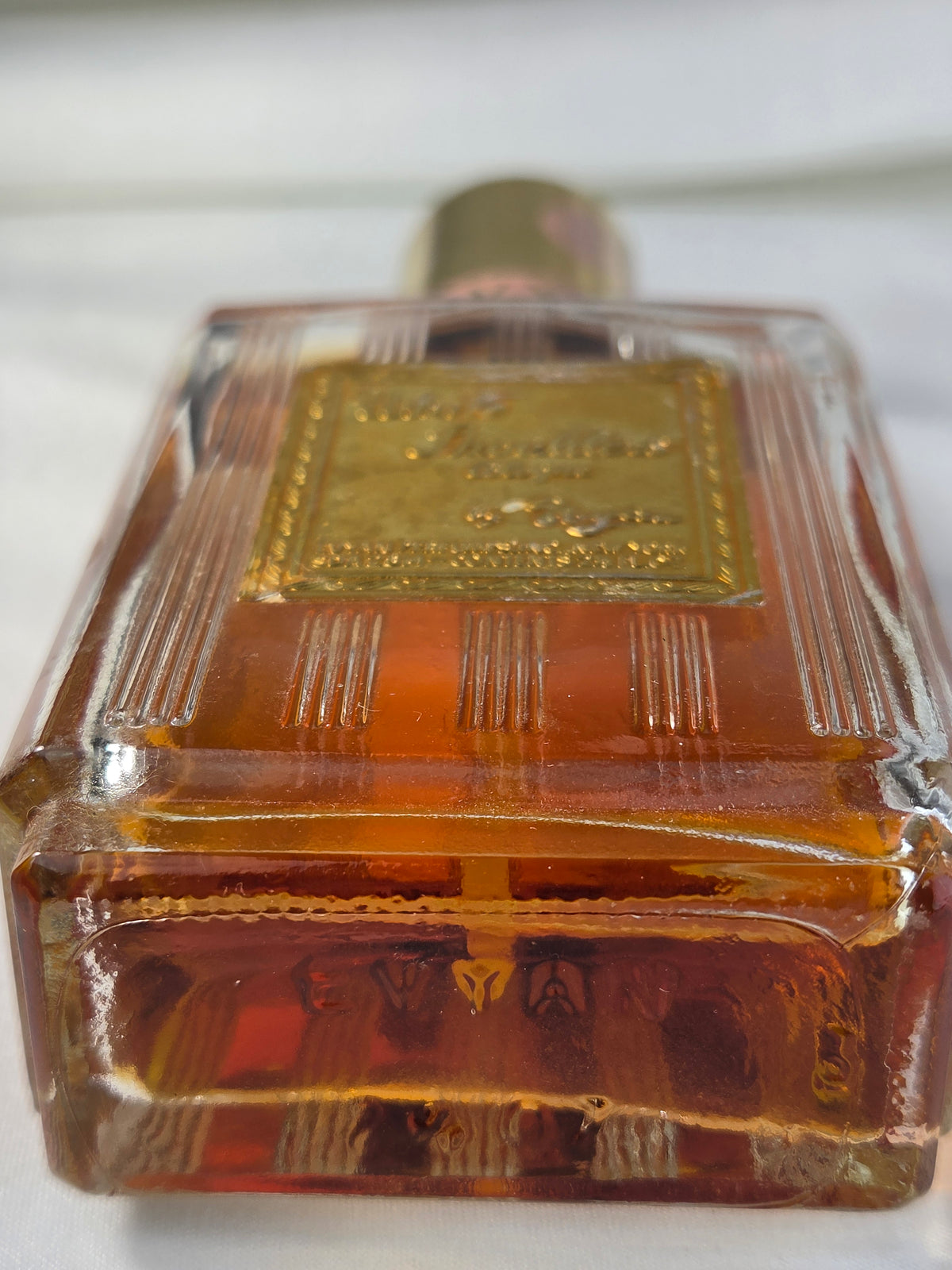 Vintage Evyan White Shoulders Cologne 2.5 oz Gold Plaque Bottle