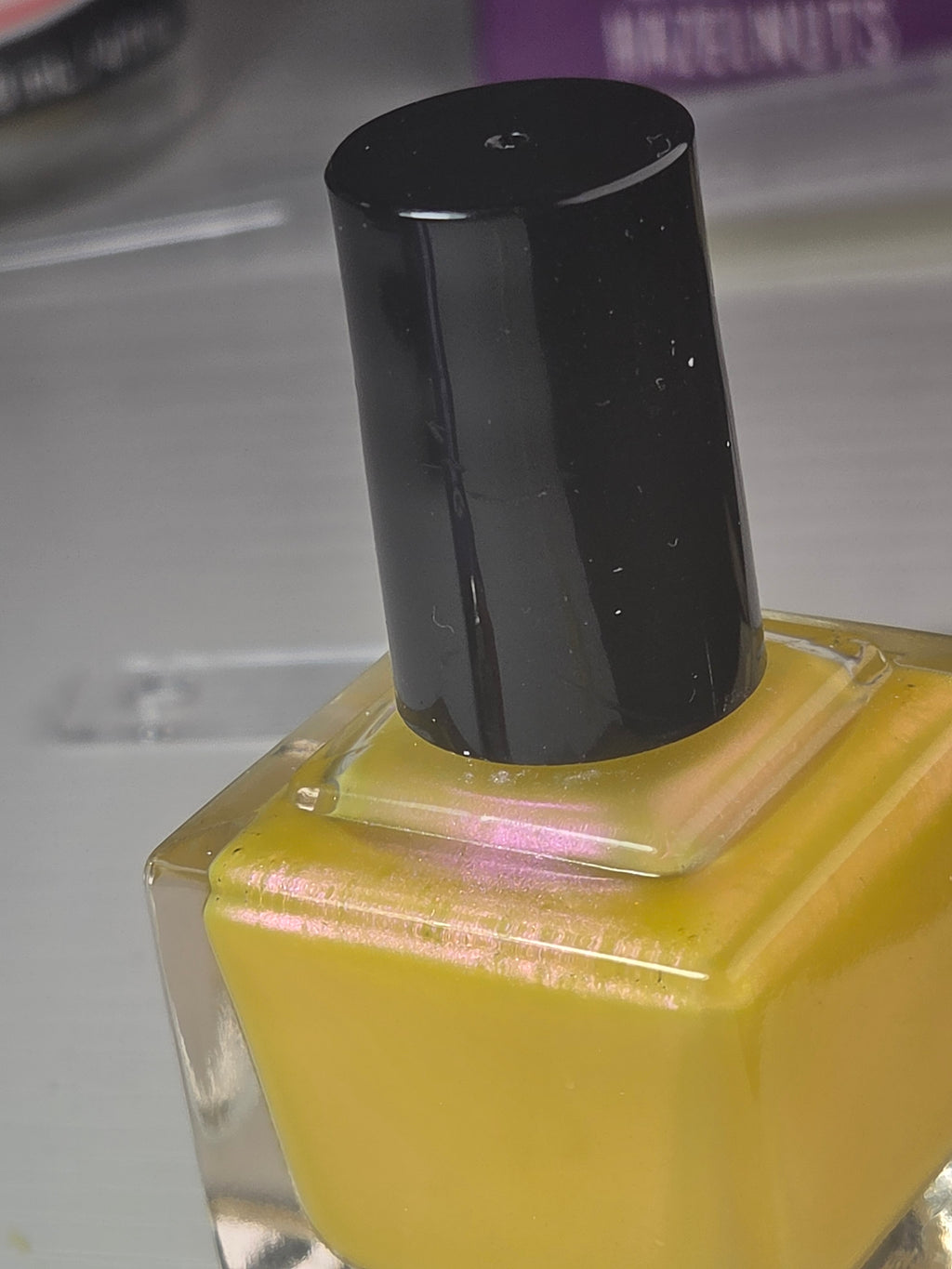 Pollinias Paradox - Yellow Crelly Nail Polish with Violet Pink Shimmer | Liquid Krystal Co. Handmade Indie Lacquer