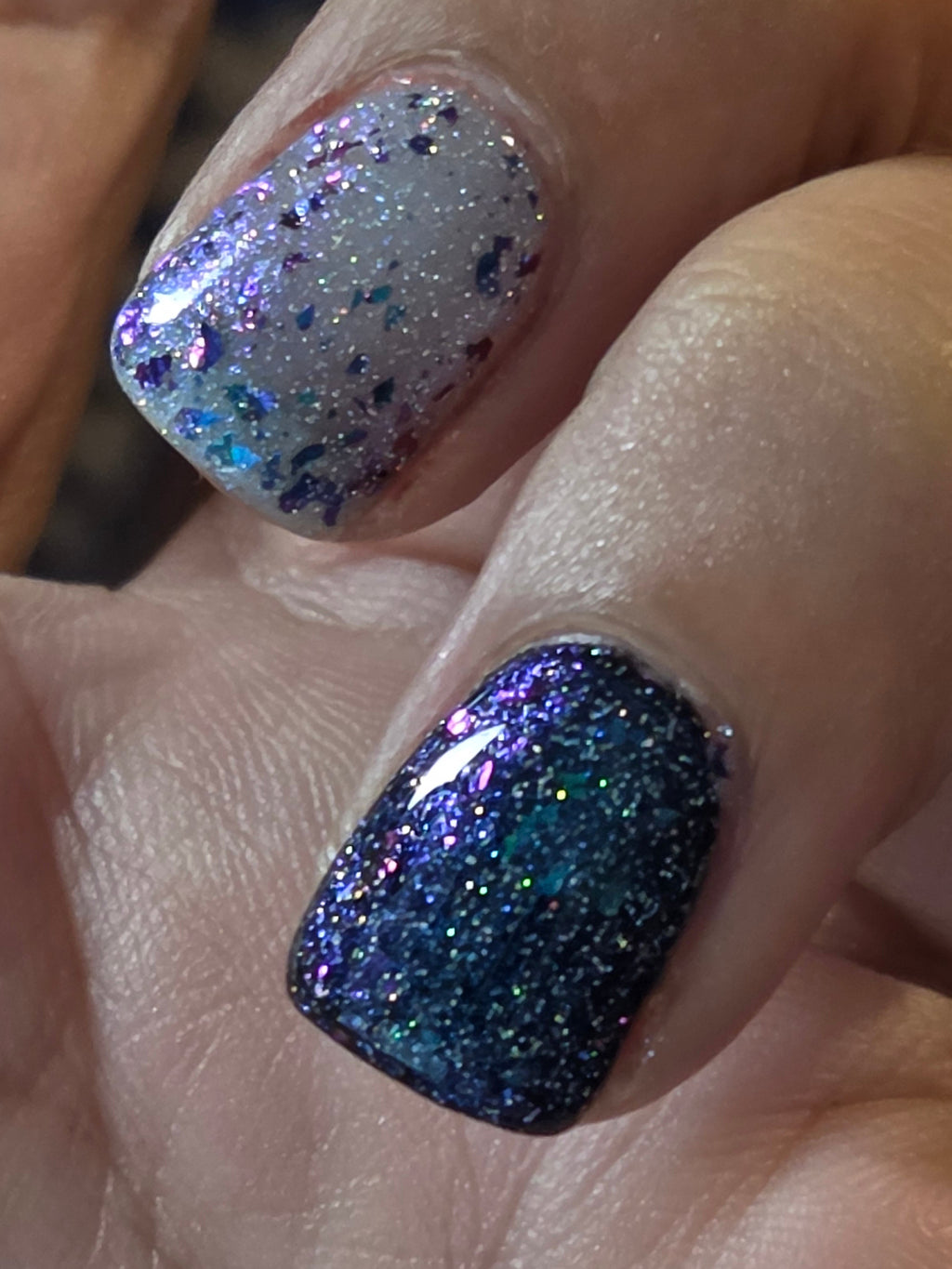 Atlantean Aetherdust— Clear Blue Purple Iridescent Flake Nail Polish Topper with Holographic Sparkle | Liquid Krystal Co.