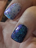 Atlantean Aetherdust— Clear Blue Purple Iridescent Flake Nail Polish Topper with Holographic Sparkle | Liquid Krystal Co.