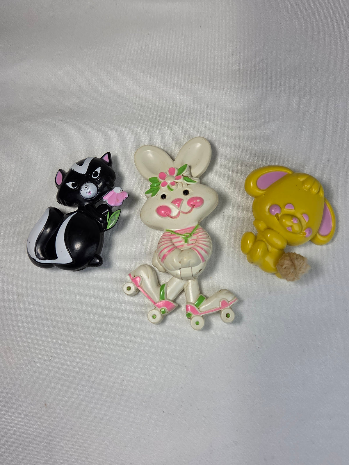 Vintage Avon Fragrance Glacé Novelty Compacts Set of 3 Skunk Bunny Bear 1970s
