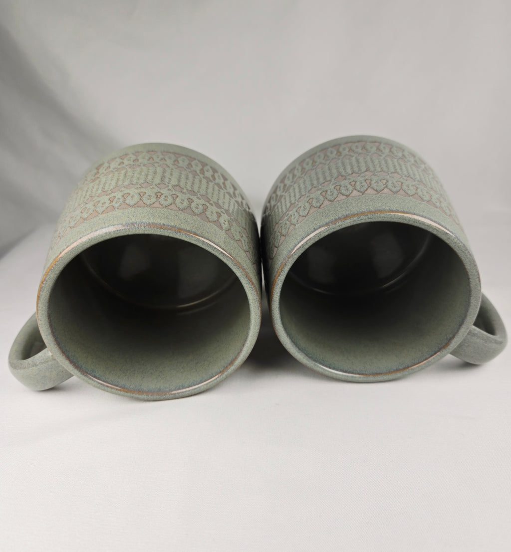 Hearth & Hand with Magnolia Sage Green Textured Stoneware Mug Set of 2 | Rustic Farmhouse Coffee Cups