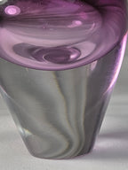 Vintage Signed R. Strand Swedish Art Glass Bud Vase 3.5" Amethyst Purple Clear MCM