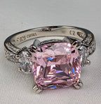 925 Sterling Silver Pink CZ Statement Ring Size 7 Vintage-Inspired Cocktail Ring