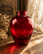Vintage Ruby Red Art Glass Bud Vase Heavy Blown Glass Cranberry Display