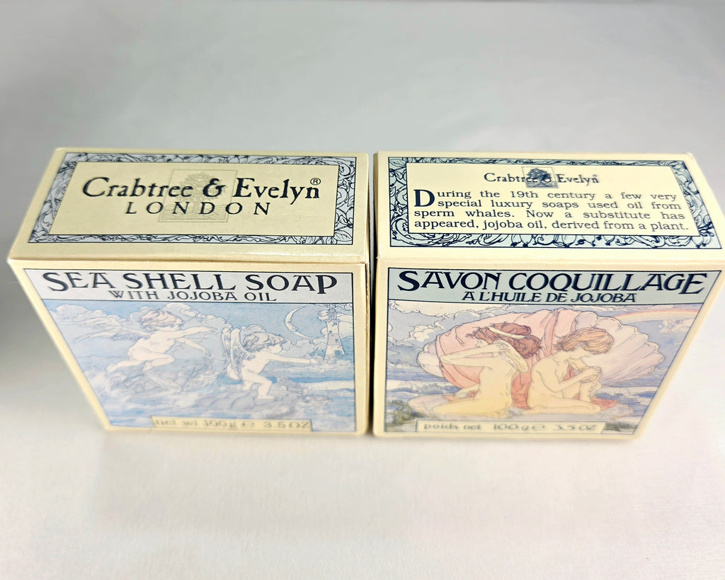 Vintage Crabtree & Evelyn Sea Shell Soap Collection | Jojoba Oil Guest Soaps & Bath Bars | 5 Piece Coastal Bath Set 1978