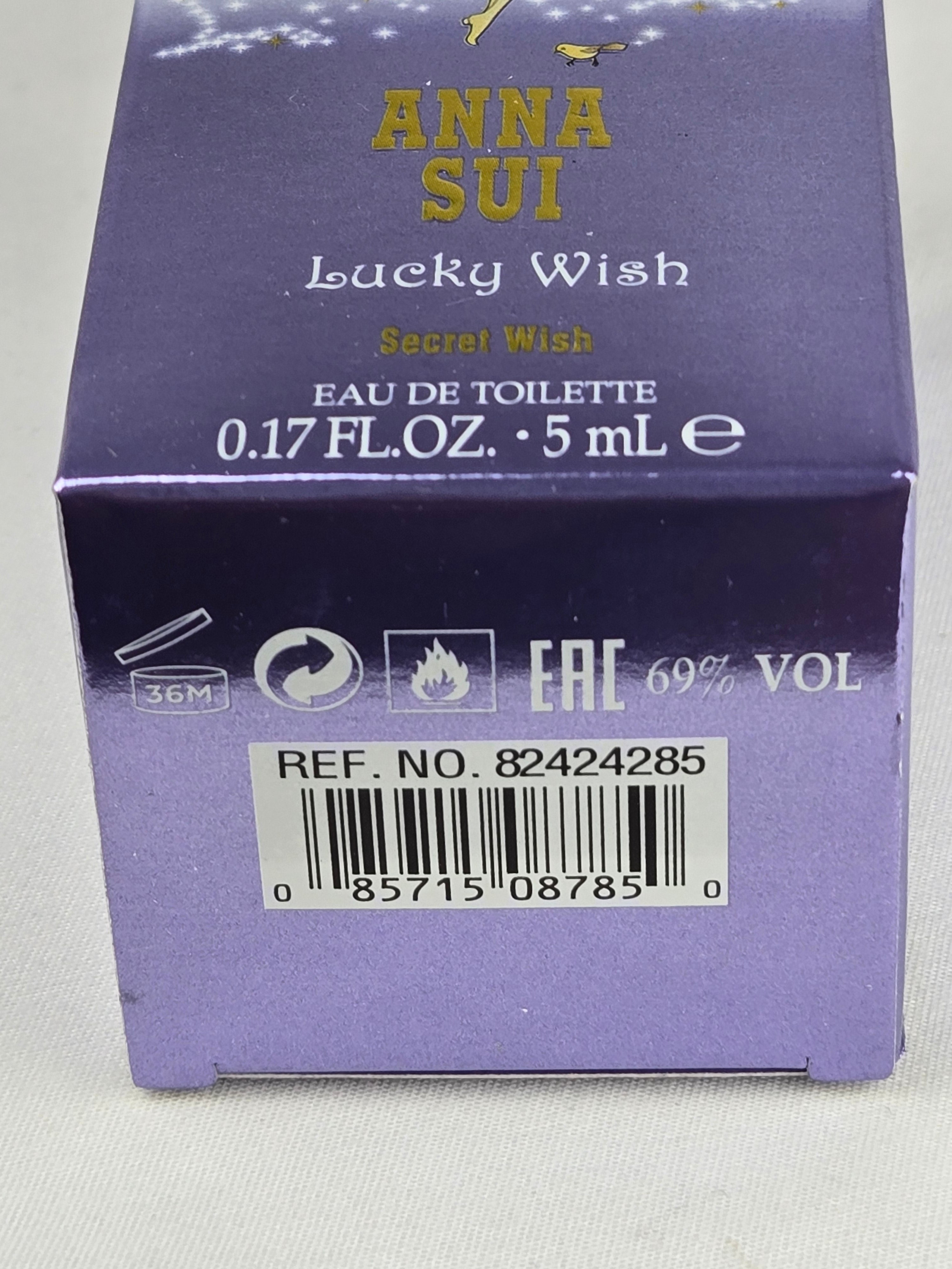 Anna Sui Lucky Wish Secret Wish Eau De Toilette Mini Perfume 0.17 oz 5ml Fairy Bottle