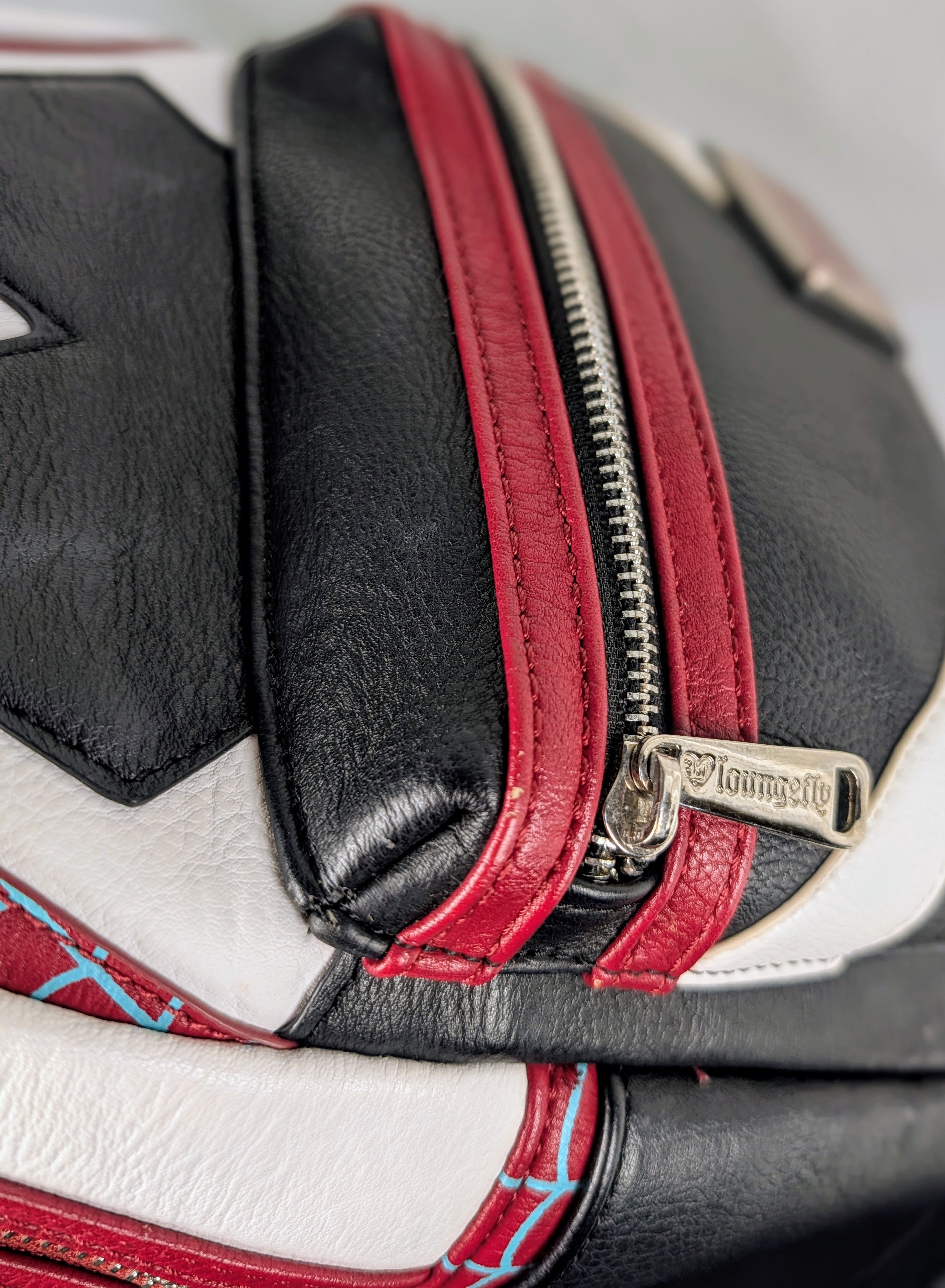 Marvel Loungefly Spider-Gwen Ghost Spider Mini Backpack Red White Black Spider Web Marvel Loungefly Bag